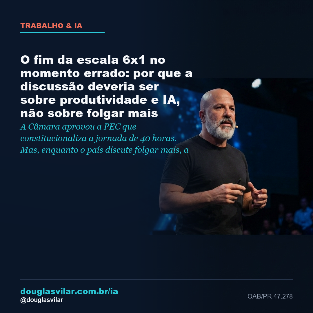 Capa: O fim da escala 6x1 no momento errado: por que a discussão deveria ser sobre produtividade e IA, não sobre folgar mais